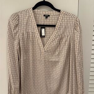 Express Cream and Black Patterned Blouse